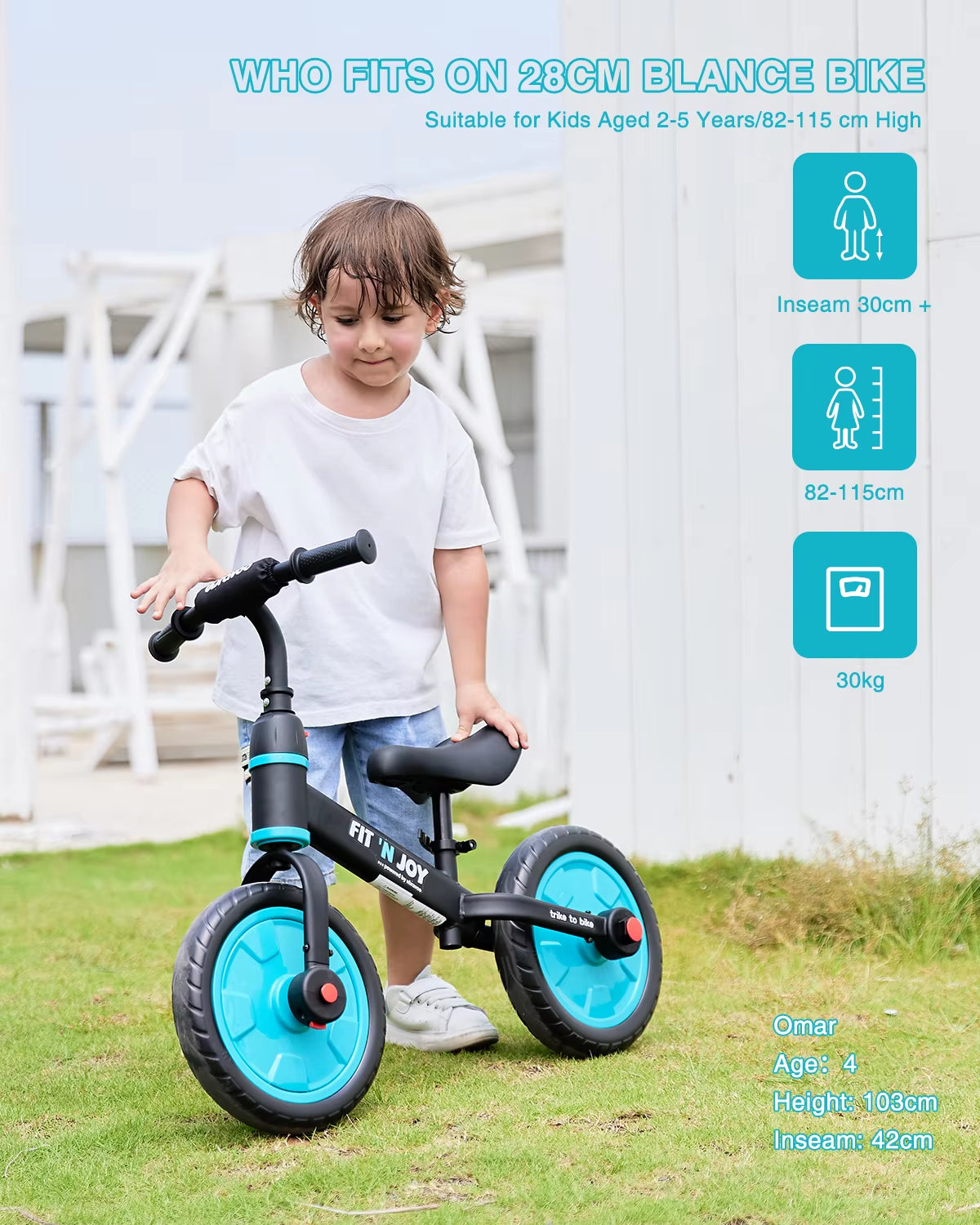 UBRAVOO Fit 'N Joy Beginner Toddler Training Bicycle for Boys Girls 2-4, 4-In-1 Kids Balance Bike with Pedals & Training Wheels