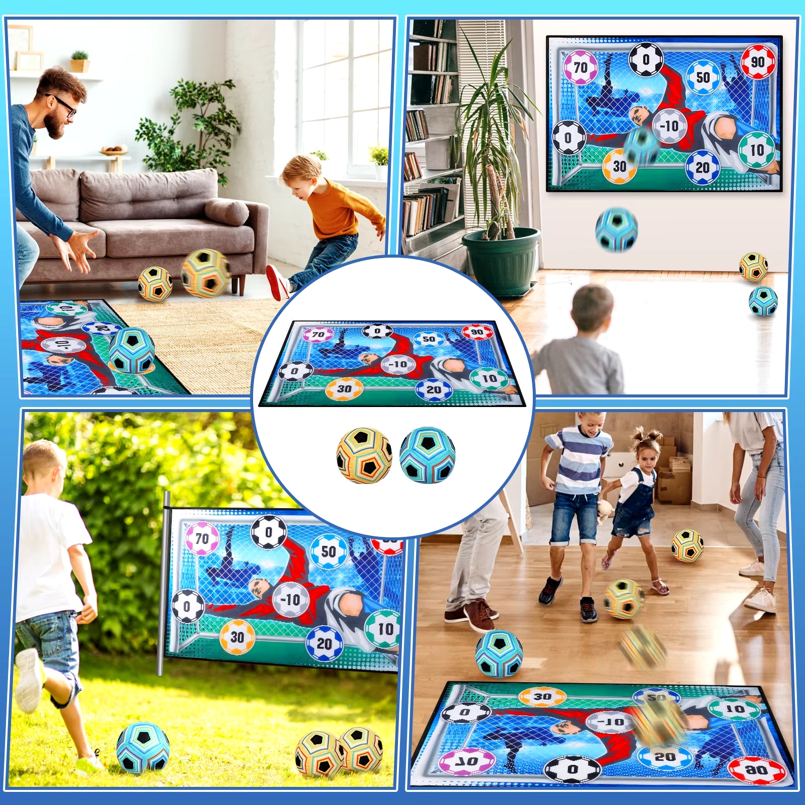 Football Ball Game Set for Kids Indoor Outdoor Soccer Train Sport Game Foldable Toys for 3 4 5 6 7 8 Years Old Boys Girls