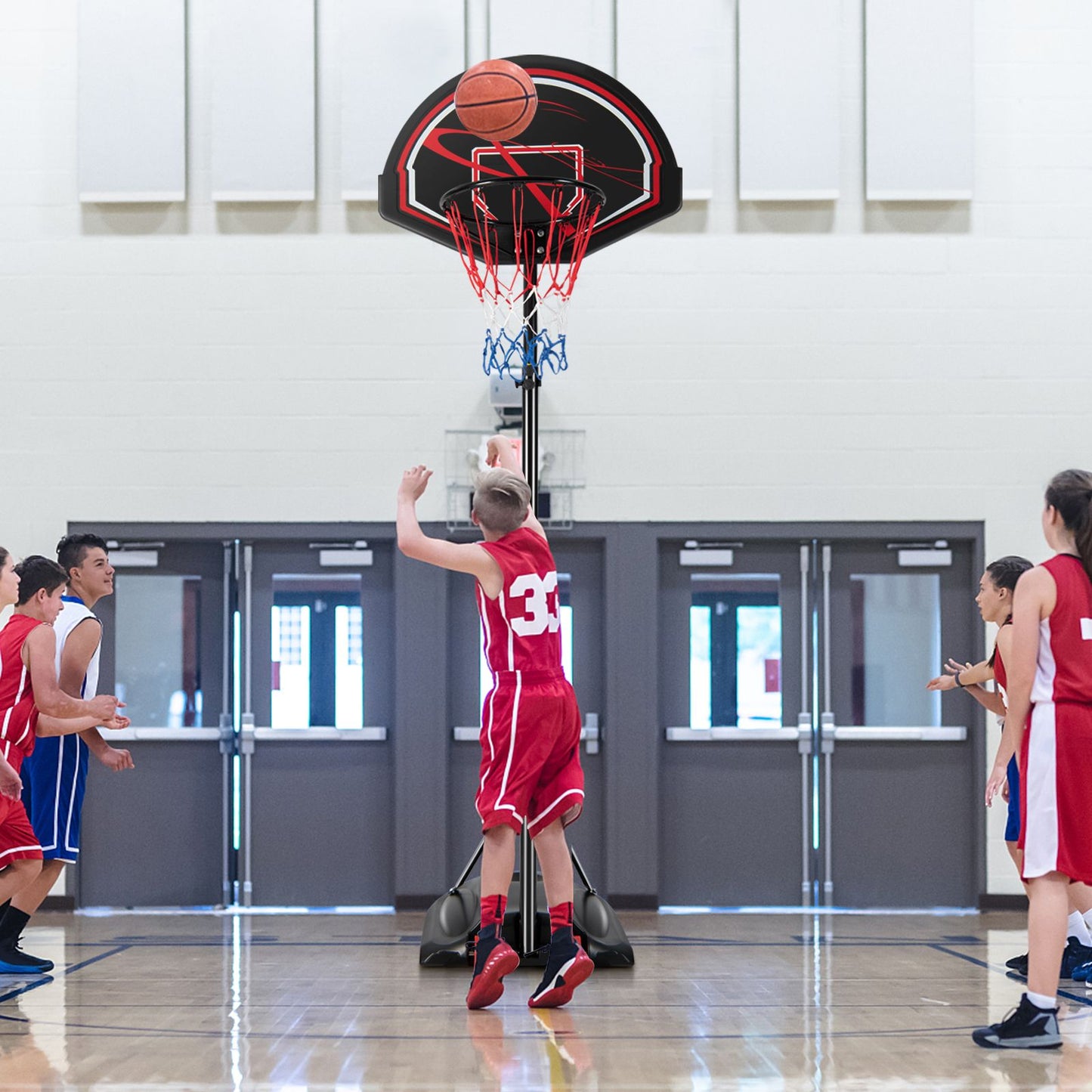 Weather-Resistance Basketball Hoop System with Adjustable Height