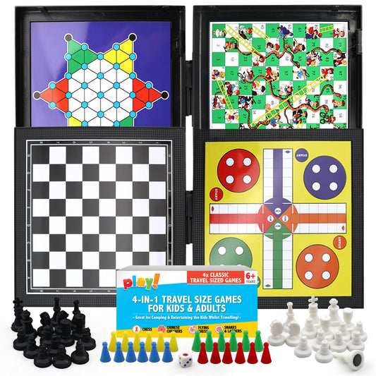 4 in 1 Magnetic Travel Games for Adults Kids Mini Pocket Size Board Bundle Set