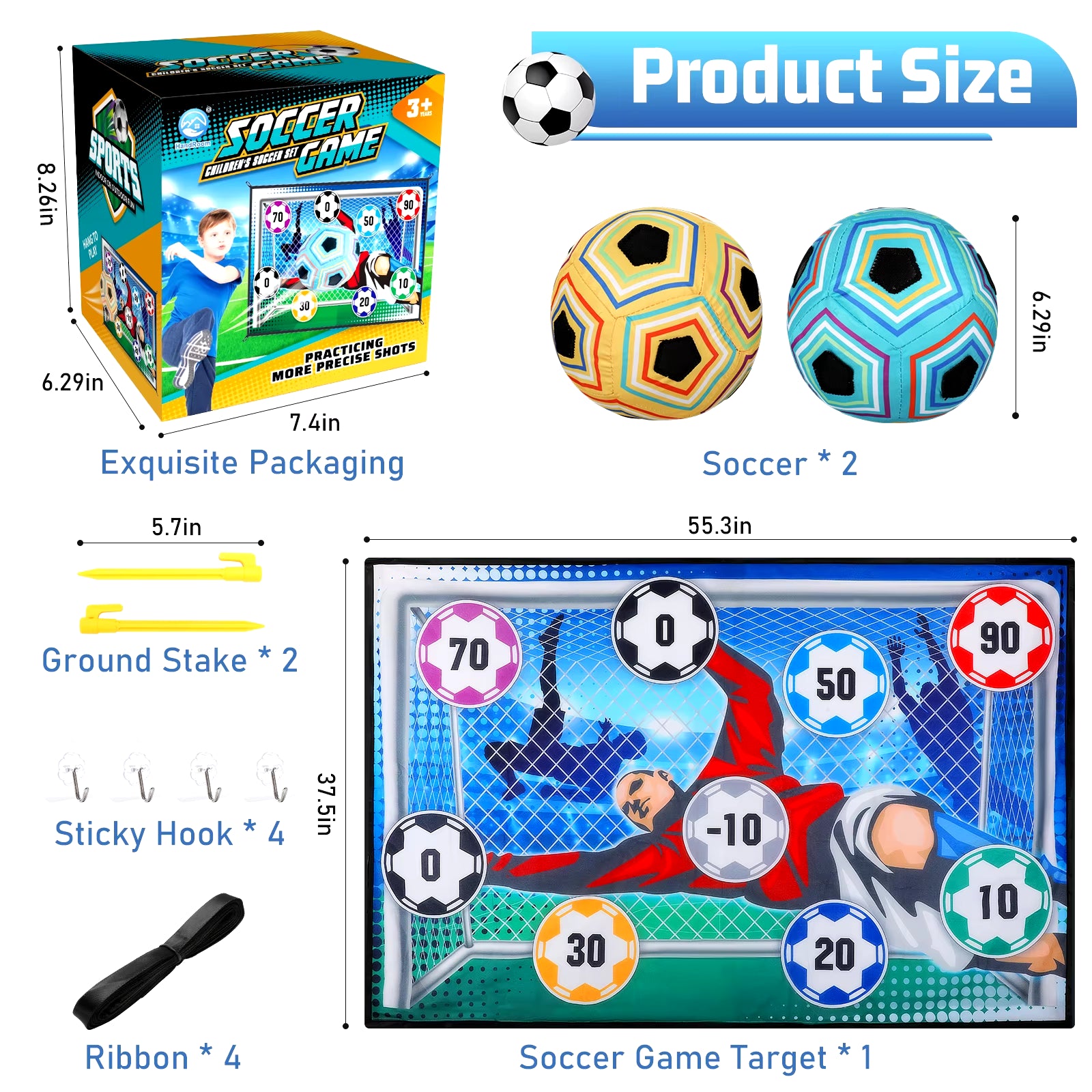 Football Ball Game Set for Kids Indoor Outdoor Soccer Train Sport Game Foldable Toys for 3 4 5 6 7 8 Years Old Boys Girls