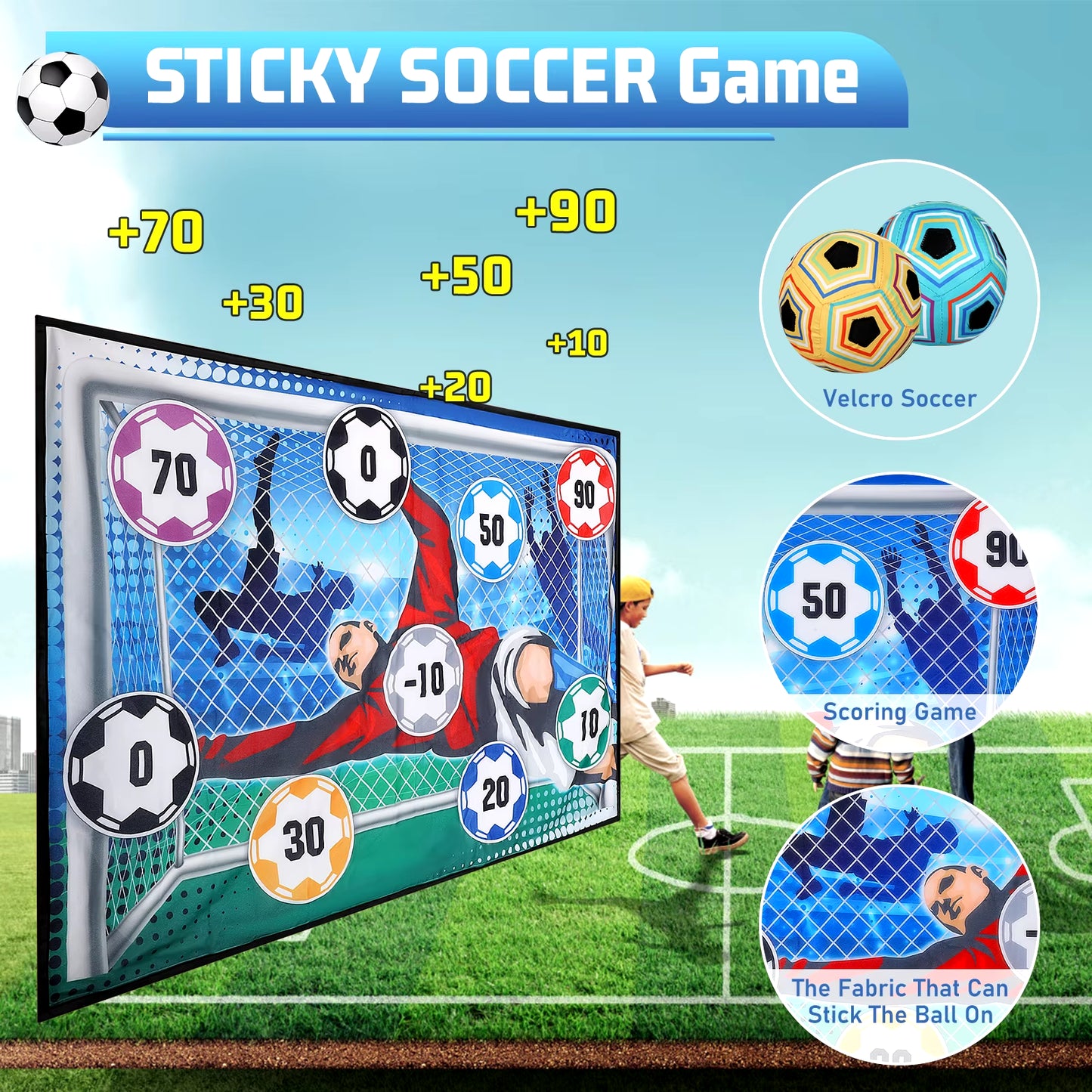 Football Ball Game Set for Kids Indoor Outdoor Soccer Train Sport Game Foldable Toys for 3 4 5 6 7 8 Years Old Boys Girls