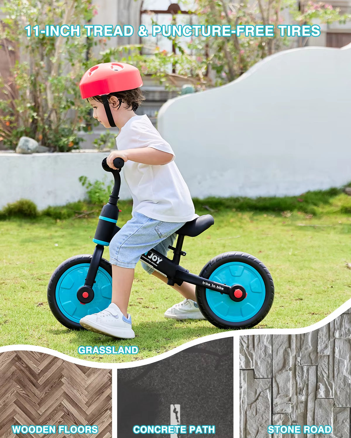 UBRAVOO Fit 'N Joy Beginner Toddler Training Bicycle for Boys Girls 2-4, 4-In-1 Kids Balance Bike with Pedals & Training Wheels