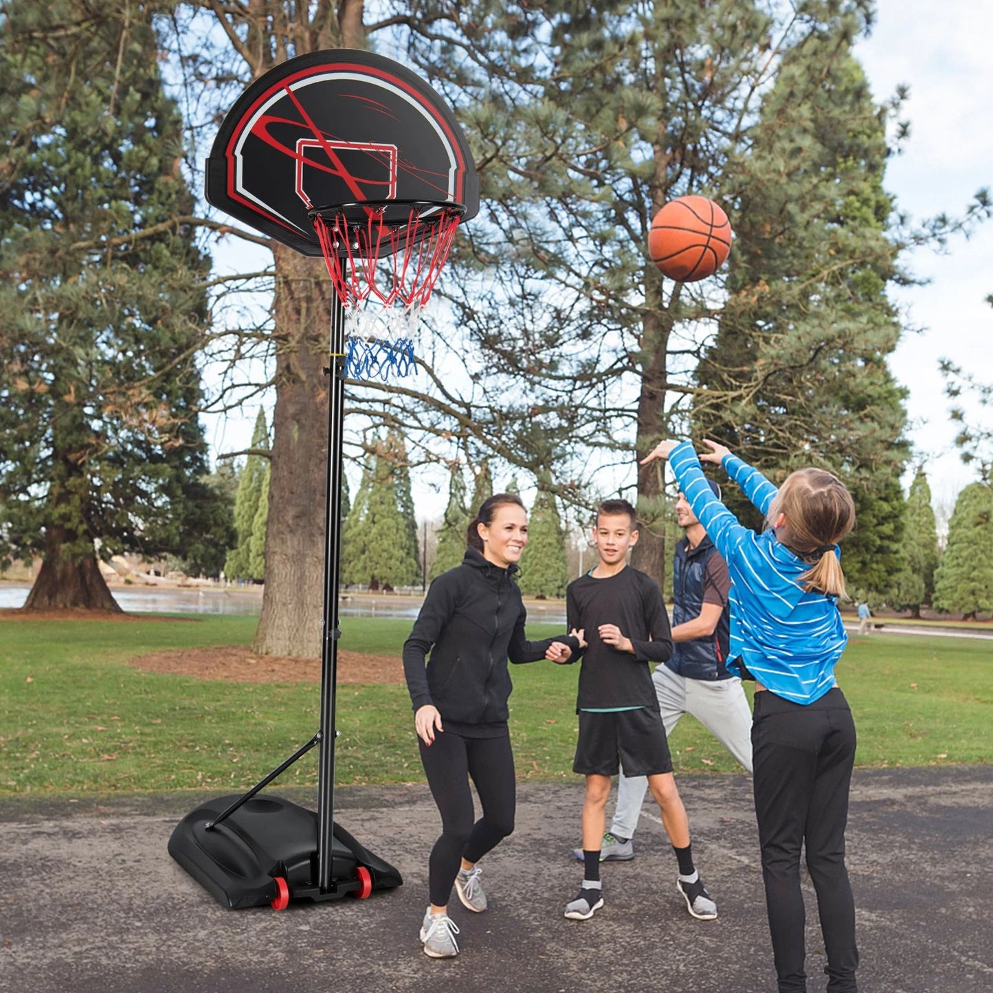 Weather-Resistance Basketball Hoop System with Adjustable Height