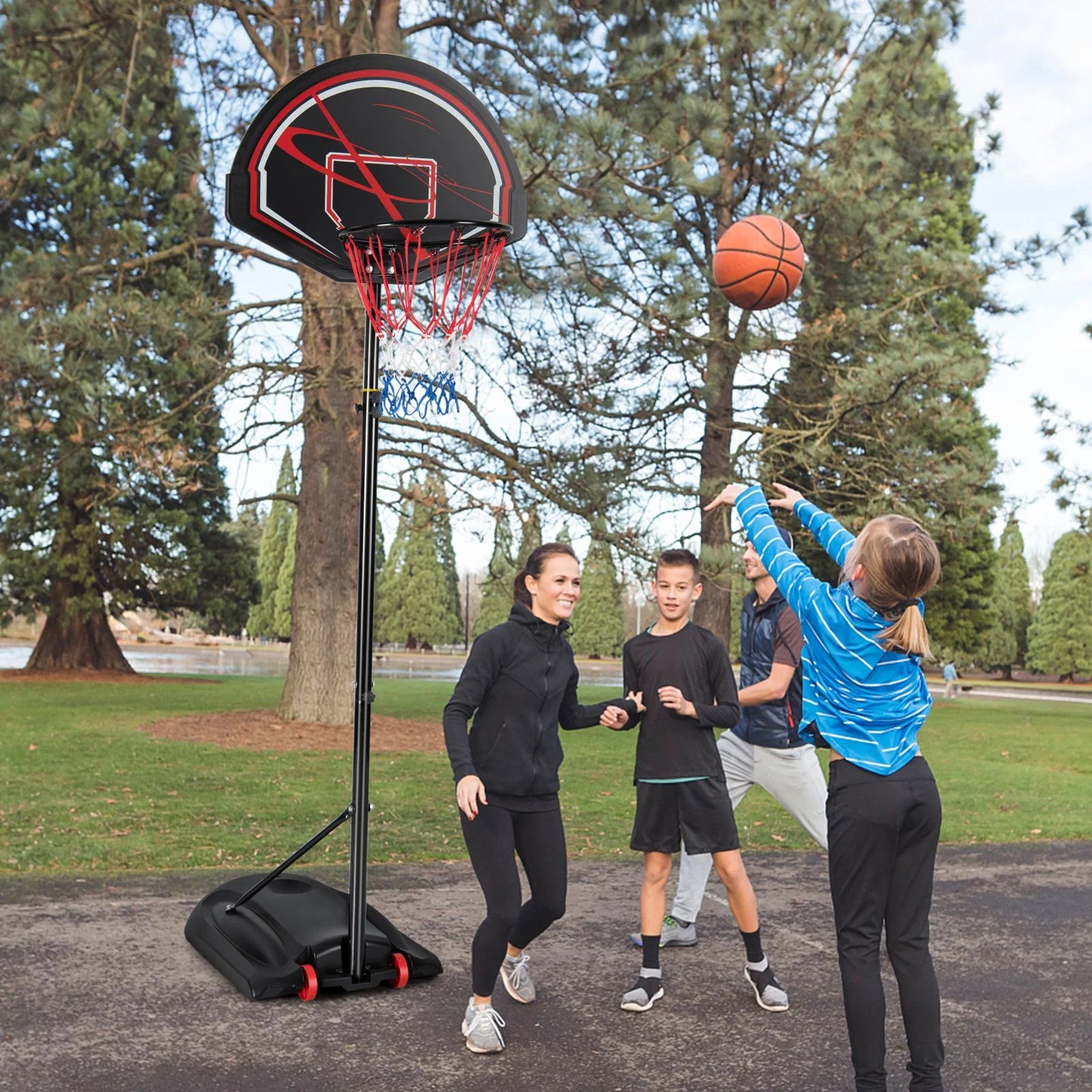 Weather-Resistance Basketball Hoop System with Adjustable Height