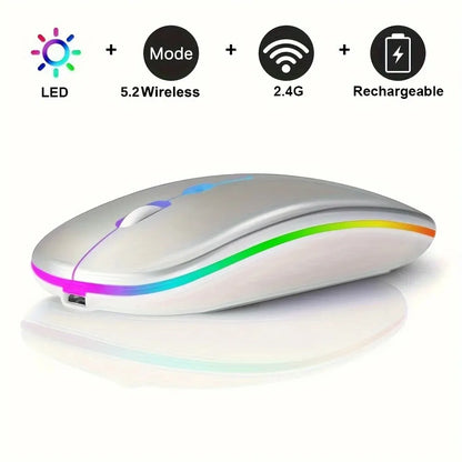 Wireless Mouse Gaming Mouse Backlight USB Compatible RGB Rechargeable Mice Silent Backlit Ergonomic Gaming Mouse for Laptop PC