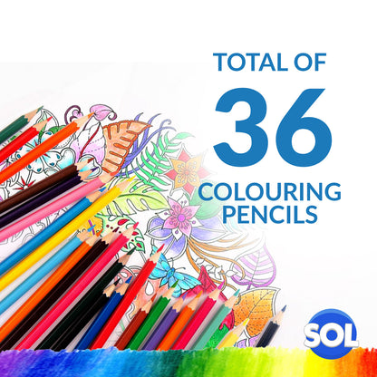 36 Premium Professional Colouring Pencils Set Colours Artist Therapy Kids Adults