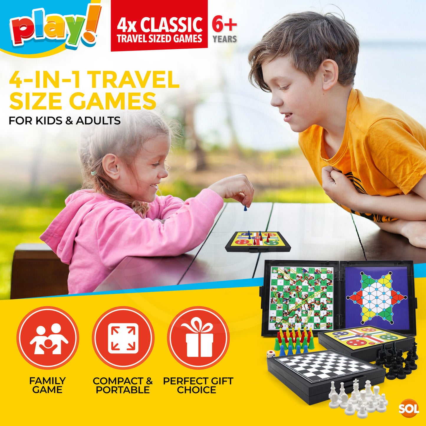 4 in 1 Magnetic Travel Games for Adults Kids Mini Pocket Size Board Bundle Set